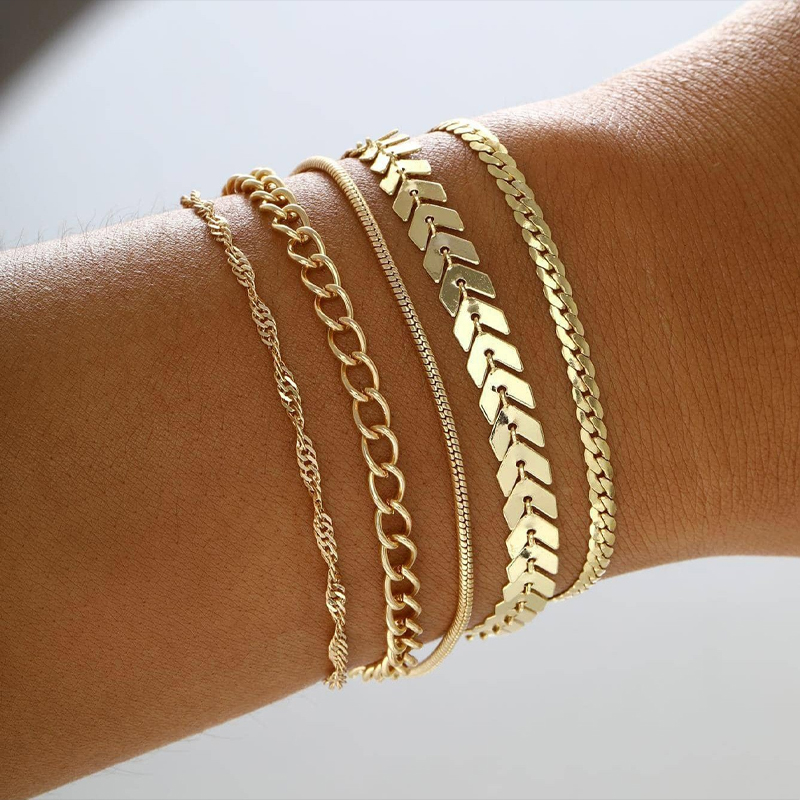 11 unids/set de pulseras de cadena giratoria bohemias para mujer, pulsera de eslabones cubanos ajustable de Color dorado Punk Vintage, de joyería de: Verde Dragonly