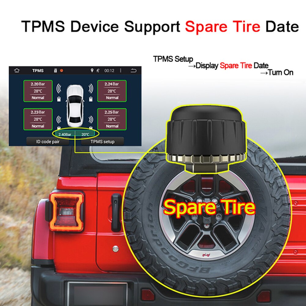 5PCS Sensors USB Spare Tire Pressure Monitoring TPMS External Sensors For Android Navigation