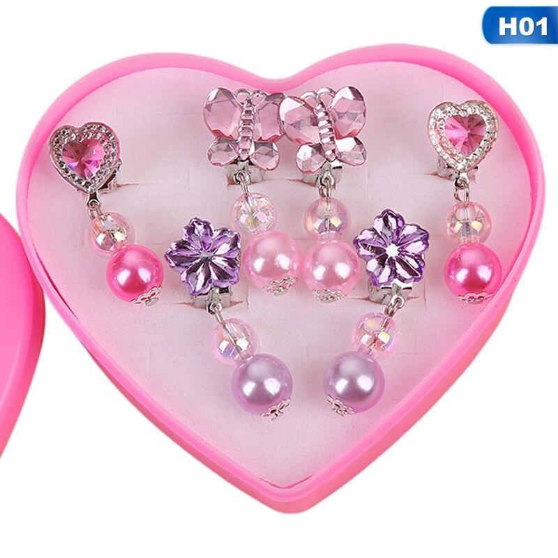 Koreanischen Stil freundlicher Ohr Clip SchöNe Karikatur Ebene Baby Ohr Clip Kein durchbohren Ohrring Ohr Ring für Baby Mädchen freundlicher Schmuck: 01 3Paare Earclip