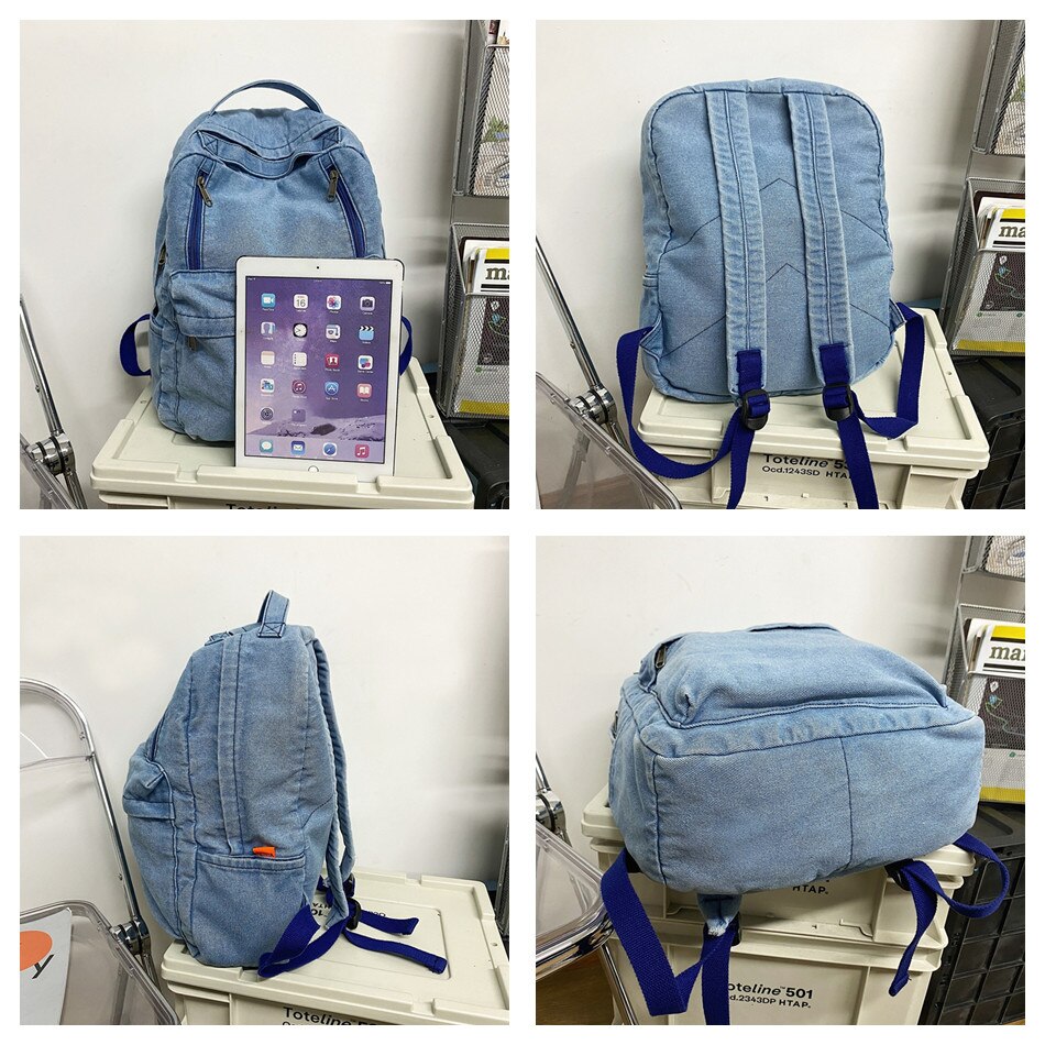 Denim Vrouwen Rugzak Retro Reizen Rugzak Grote Capaciteit Backbag College Student Schooltassen Voor Tiener Meisjes Rugtas Schouder