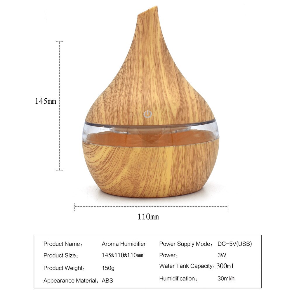 Portable Home Office Wood Diffuser Air Aroma Essential Oil Diffuser LED Aroma Aromatherapy Vase Humidifier Reed Diffuser