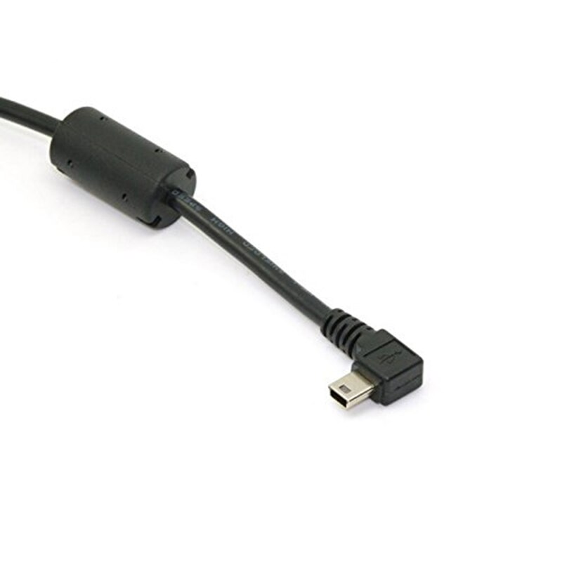 Mini Usb B Type 5pin Male Haaks 90 Graden Naar Usb 2.0 Male Data Kabel Met Emi Ferrietkern 5 Meter