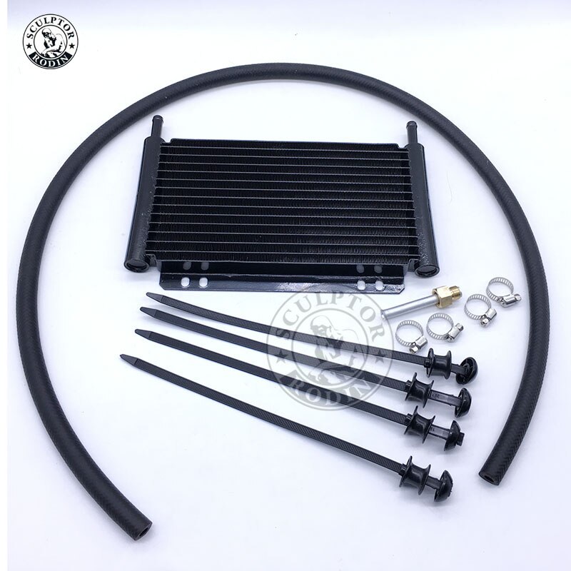 Oil Cooler Aluminum Transmission Oil Cooler Automatic Stacked Plate Oil Cooler Radiator 4 6 8 12 13Row 15Row 22Row: 15-Row Black