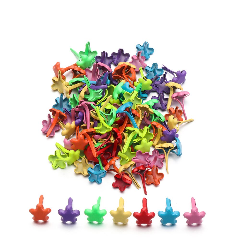 100 PCs Metal Brad Studs Spikes Scrapbook Embellishment Clasp Fastener DIY Photo Album Crafts Decoration Practical Useful: type 5