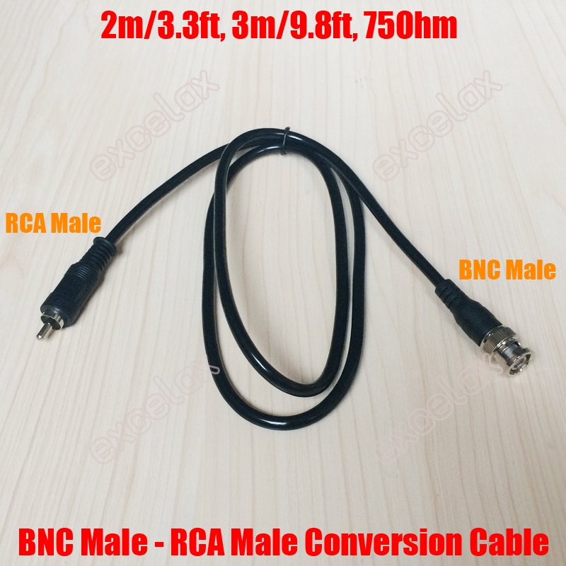 2 m 6.6ft/3 m 9.8ft BNC Mannelijk naar RCA Male Jack Video Conversie Kabel 75Ohm Coaxkabel AV Adapter voor CCTV Video Surveillance