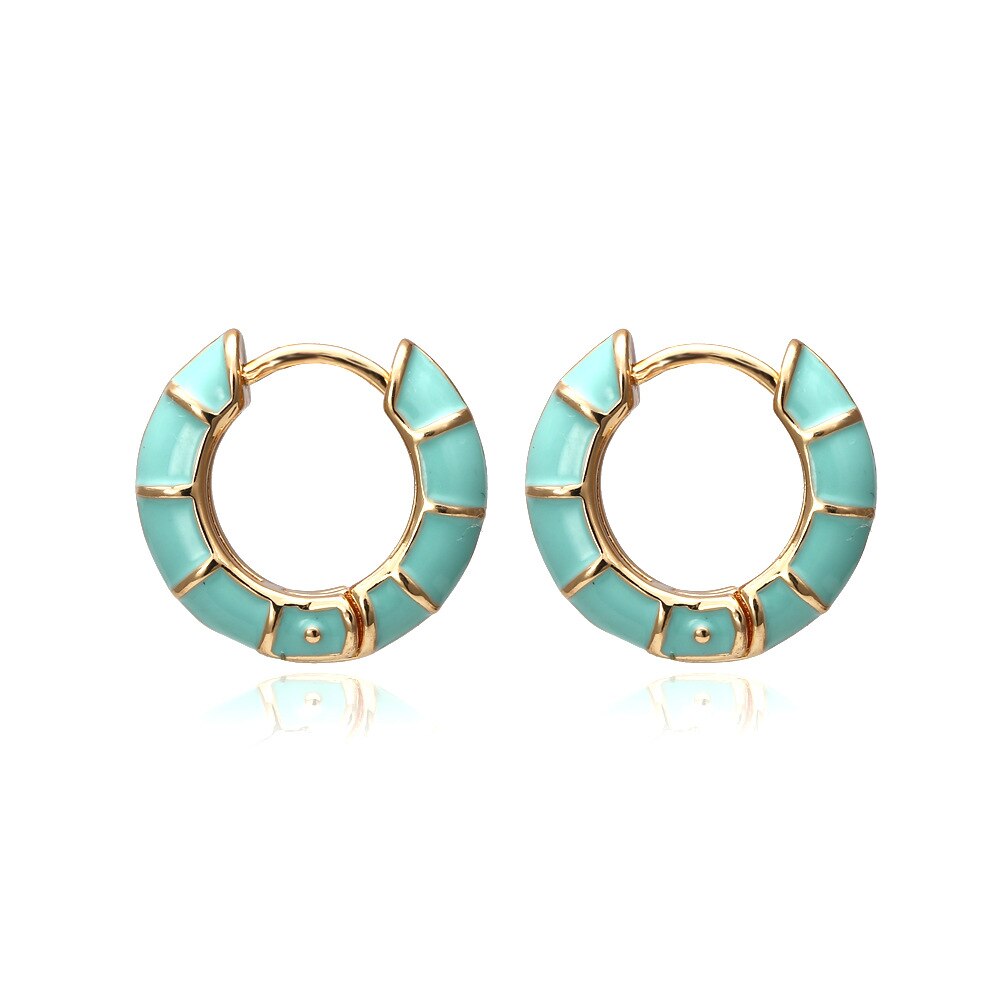 Vintage Enamel Flower Small Hoop Earrings Trendy Geometric Statement Round Circle Huggie Earring Jewelry: 19