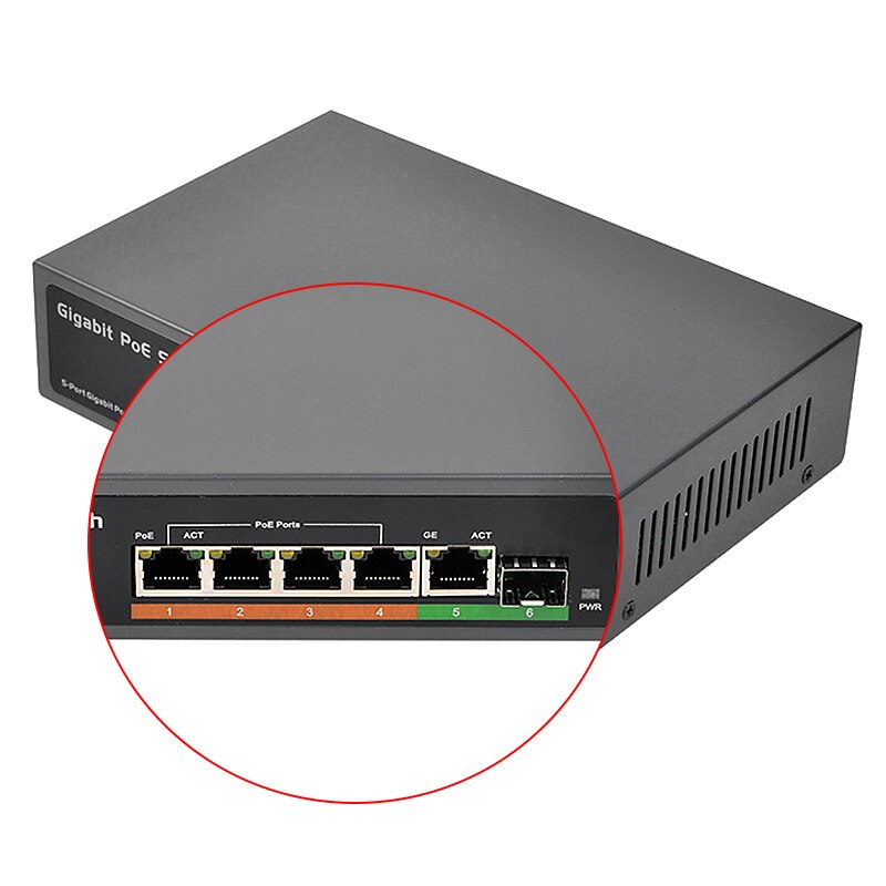 Commutateur réseau Gigabit, 4 ports POE + 1 liaison montante + 1 SFP 65W/Af Standard, prise US, PSE604GS