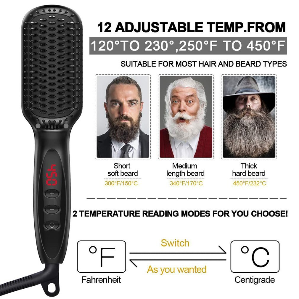 Hair Straightener Beard Straightener Flat Iron Comb For Beard Hair Straightening Iron Comb Hair Styler Comb Brush EU