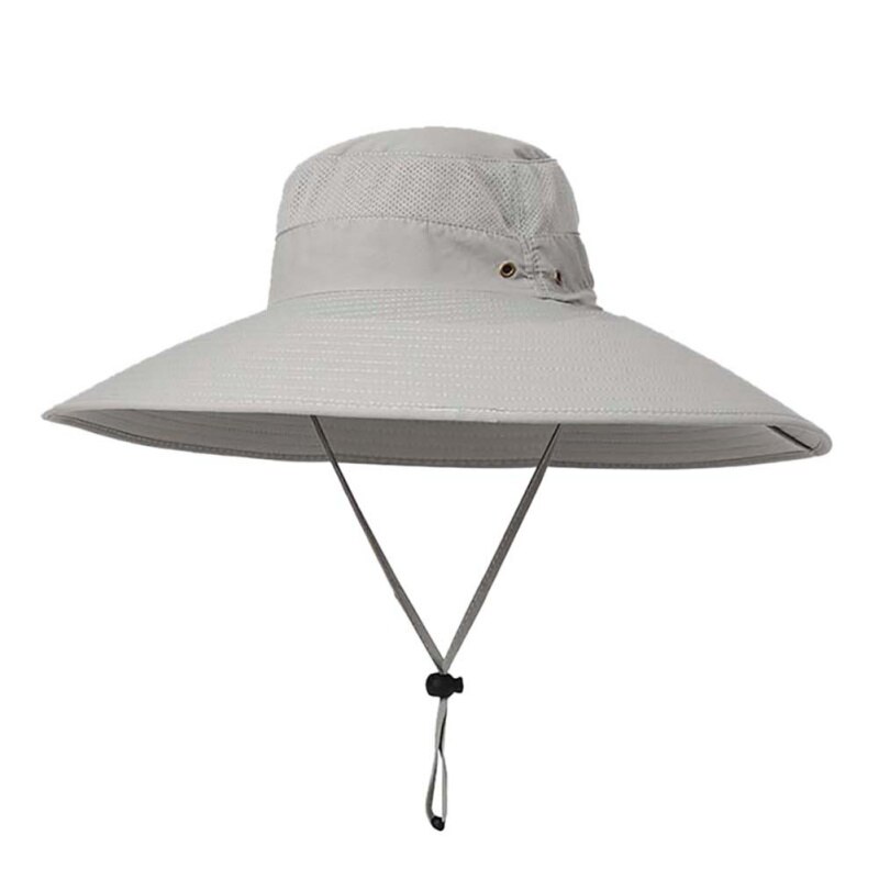 Gorro de pesca de verano para hombre, sombrero de pesca grande para exteriores, protección solar transpirable contra rayos UV, gorro de Sol para pescar: Gris