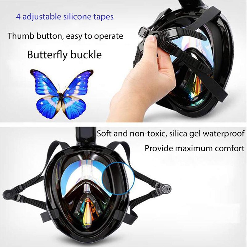 Diving Mask - Full Dry Snorkel - Anti-Fog - Silicone - Adult Outdoor Gear