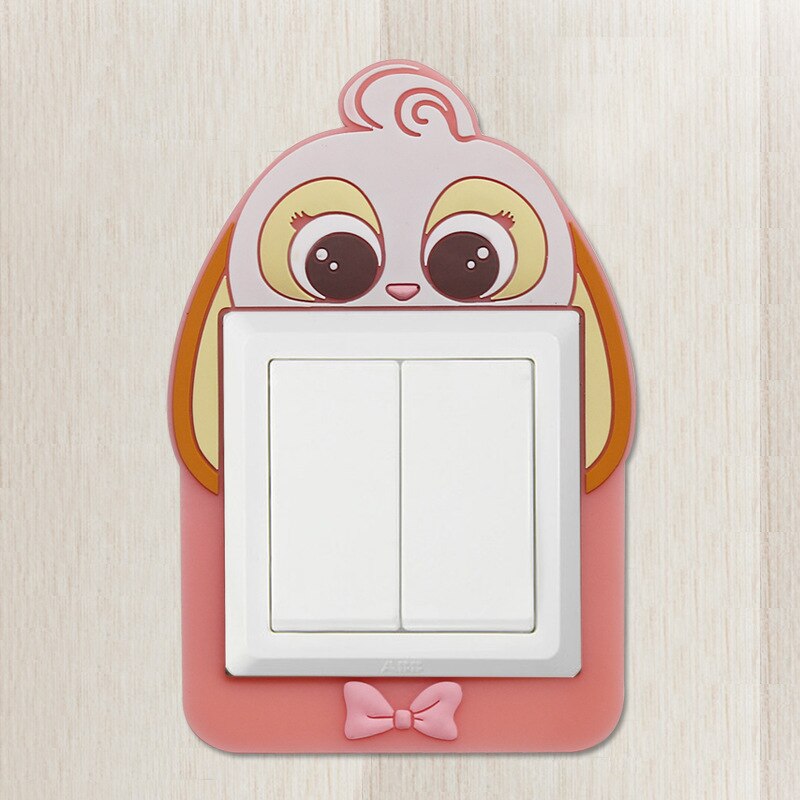 Cute Cartoon Animal Switch Sticker Glow in Dark Wall Decor Cute Double Switch Cover Sticker Home On-Off and Socket Protect Cover: 02