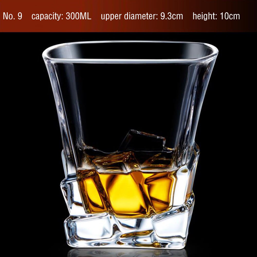 Transparent Whiskey Crystal Wine Glass Lead-free Heat Resistant Beer Brandy Vodka Containers Multi Pattern Drinkware Bar Bottle: I