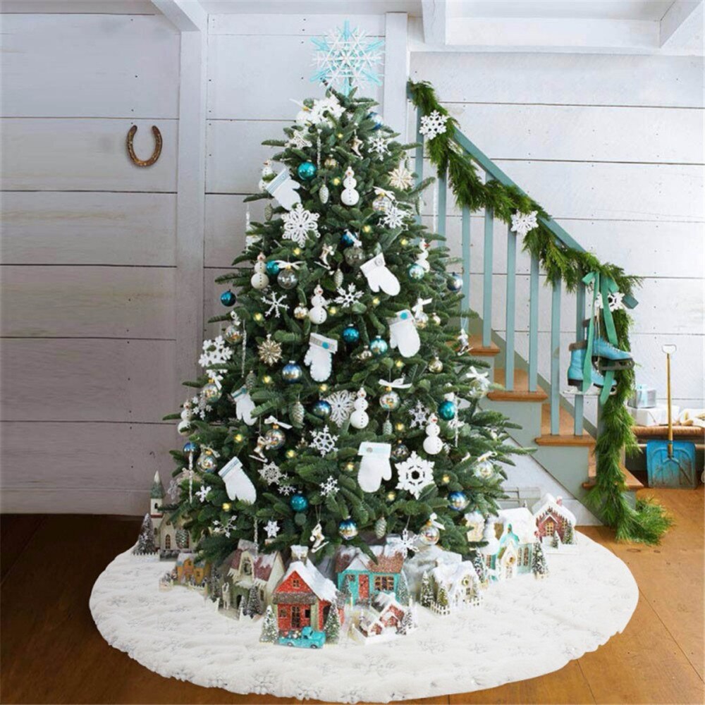 Delantales de falda de árbol de Navidad de felpa blanca, alfombra de árbol de Navidad, decoraciones navideñas para el hogar, decoración de Navidad de Año , 78/90/120CM
