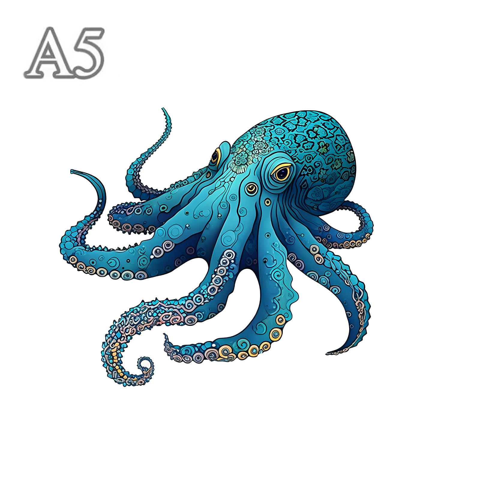 Octopus Pattern Wooden Puzzle, Irregular Animal Shapes, Stress Relief Toys, Birthday: Pink