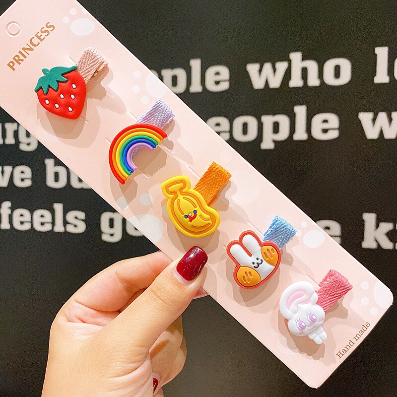 23 Piece Girls Cute Cartoon Hair Clip Set Cute Hair Accessories Girl headwear Bow Flower Hairpins Hairband Elastic Headdress Gif