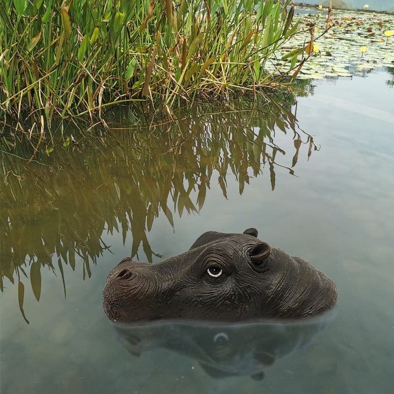 Tête d&#39;hippopotame, dos de requin effrayant, étang de jardin, ornements d&#39;animaux flottants, jouets amusants, décoration de Simulation de poisson de piscine
