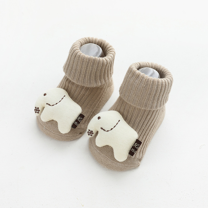 Herfst Winter Zachte Katoenen Baby Meisjes Sokken Pasgeboren Cartoon Baby Sokken Baby Baby Boy Sokken Anti Slip Vloer Sok lente: coffee elephant / 1-3 years old