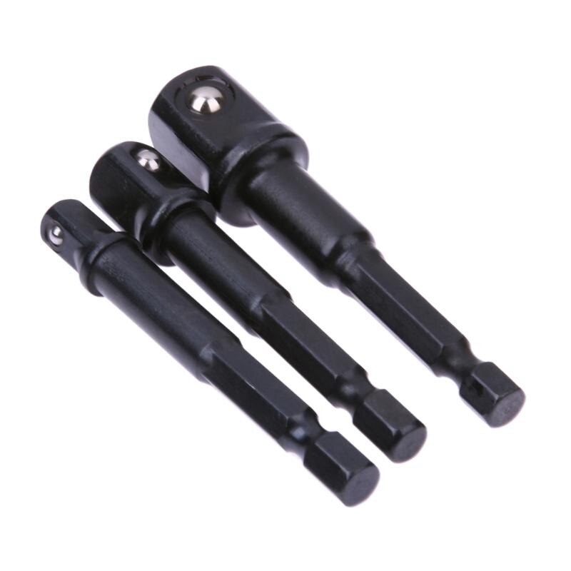 4pcs Impact Extension Socket Adapter Socket Set Extension 1/4 3/8 1/2Inch Hex Shank Drill Extension Nut Driver Sockets Hex Shank