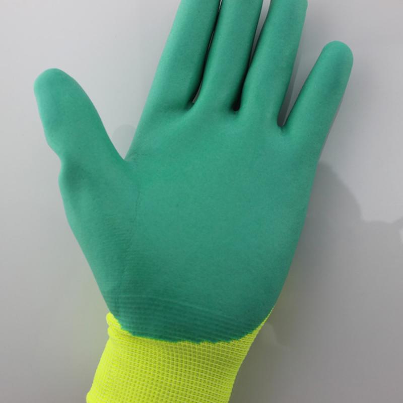 1 Pair Nylon Dipped Wrinkle Foam Gloves Waterproof Non-Slip Wear Protective Gloves Safety Gloves Work Gloves