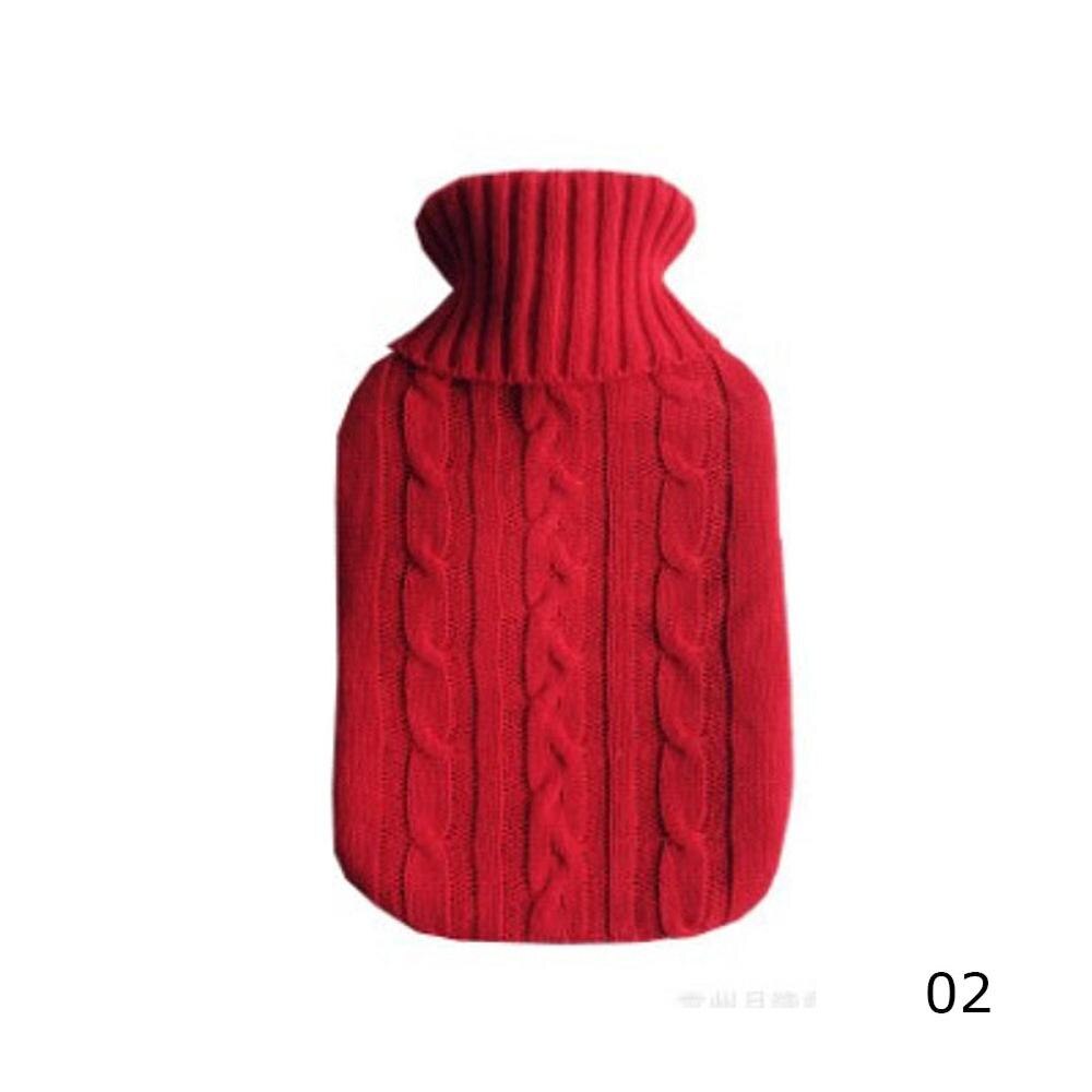 2000Ml Warm Water Fles Gebreide Cover Effen Kleur Water Gevulde Tas Doek Cover Handwarmer Winter Soft water Fles: Red