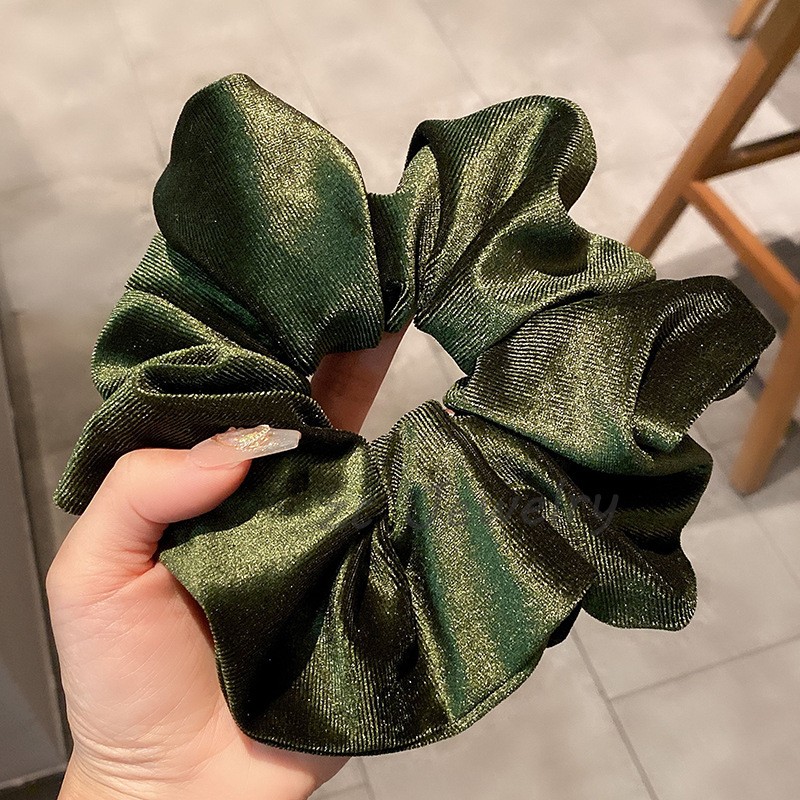 Coleteros de terciopelo negro de gran tamaño, lazos para el cabello para mujeres y niñas, bandas elásticas grandes de goma sólida para el cabello, cuerda, accesorios para el cabello de cola de caballo para invierno: Azul cielo