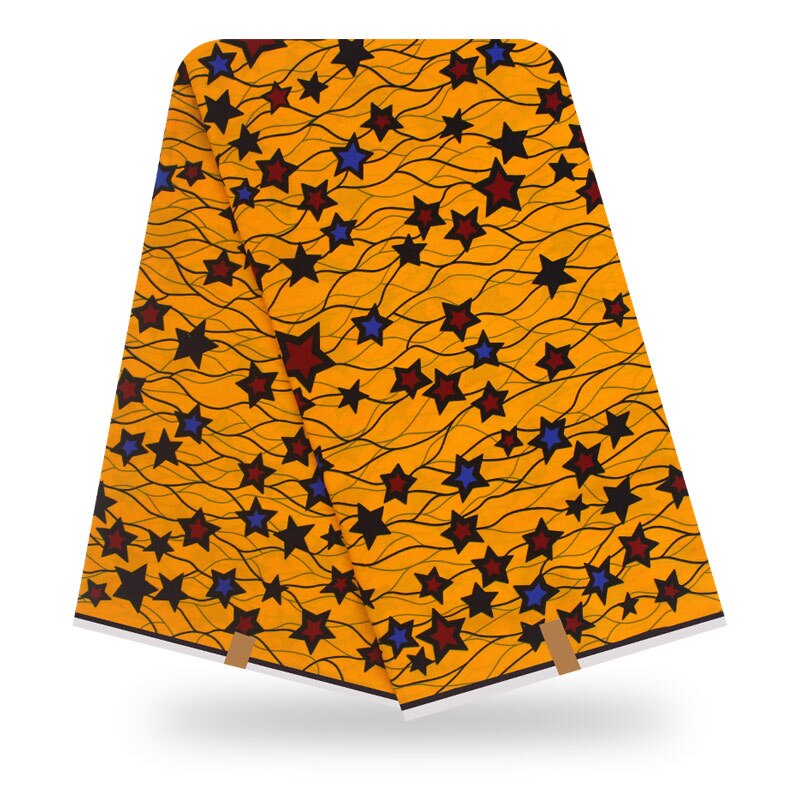 Tela de impresión de cera africana de ankara, tela con de estrellas de cera Batik, 6 yardas, auténtico Batik de cera para vestido H22: 16