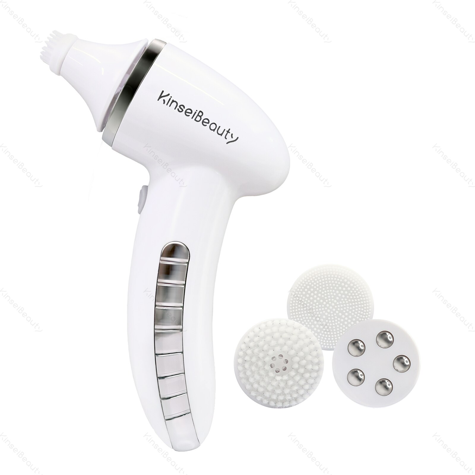 Cepillo de limpieza Facial 4 en 1, limpiador Facial con vibración Sónica, masaje de limpieza profunda con reemplazo de 4 cabezales, aparato de limpieza Facial: white