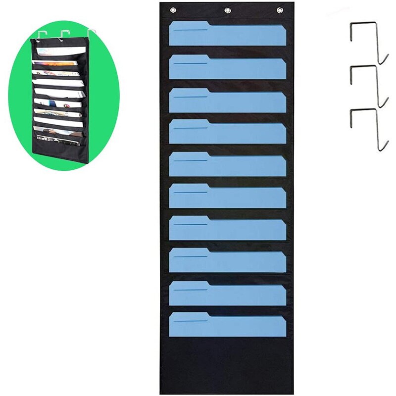 10 Pocket Wall Hanging File Organiser Storage Vertical Hanging File Folder for Home, Office or School