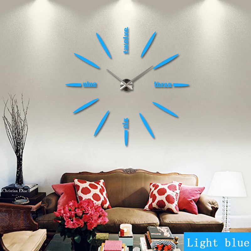 Stor 3d gjør-det-selv-veggklokke hjemmeinnredning stueklokke horloge quartz needle clocks kort speilklokke