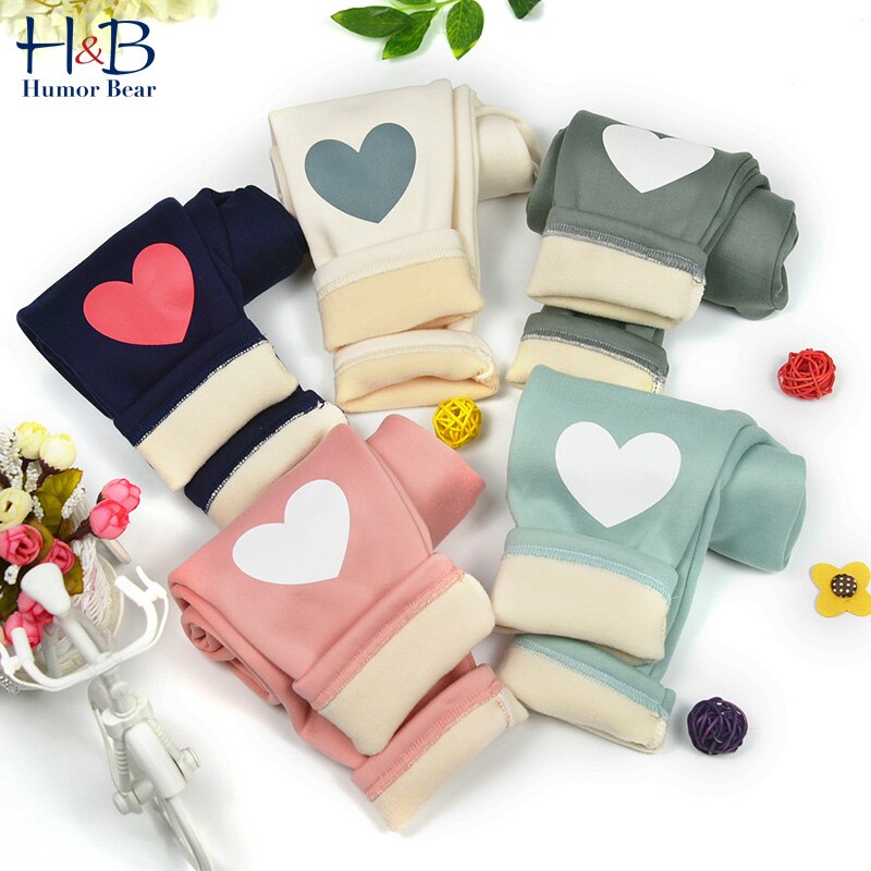 Humor Bear Girls Pants Trousers Children Girls Autumn And Winter Sweet Love Big Pants Casual Pants Plus Velvet Leggings