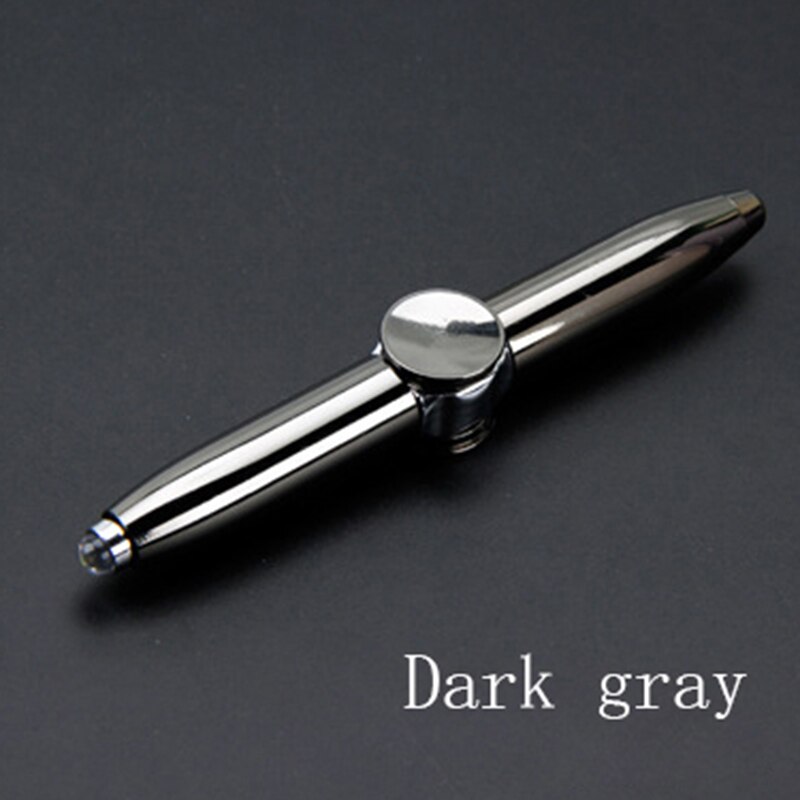 Gold Metal Fidget Spinner Pen Multi-Function Gyroscope Decompression Ball Point Pen LED Light Pens For school&Office Supplies: Dark gray