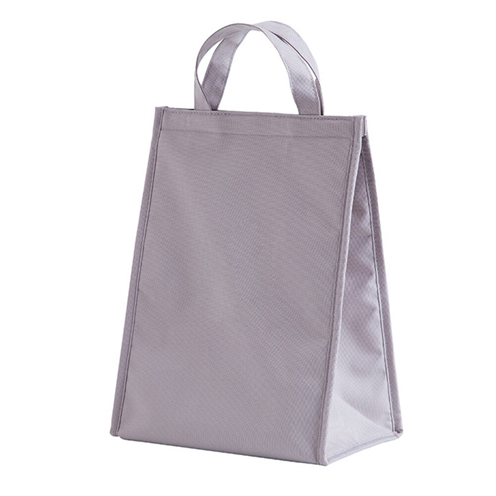 Simple style insulated lunch bag, insulated picnic aluminum foil waterproof lunch bag food preservation storage bag: Grey L