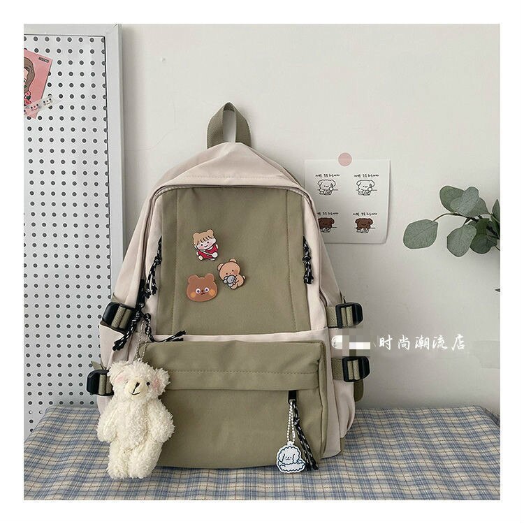 Schoolbag Female Students Korean Versatile Backpack Campus Harajuku Multifunctional Backpacks Mochila Mujer: Green