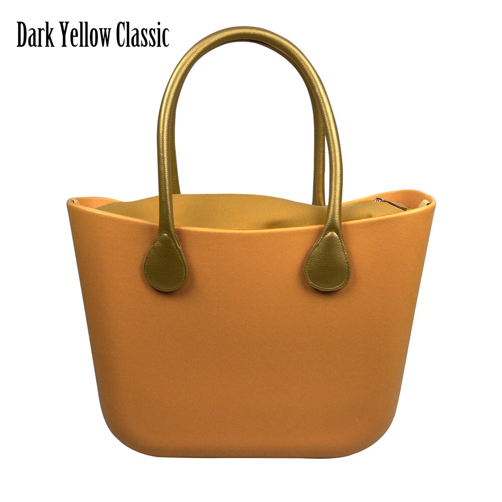 Obag Style Classic EVA Bag with Insert Inner Pocket Handles Colorful EVA Silicon Rubber Waterproof Women Handbag: dark yellow