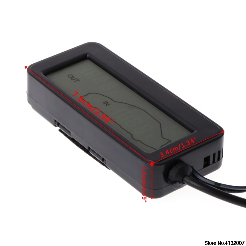 Car Inside Outside Thermometer Mini Digital Car LCD Display Indoor Outdoor Thermometer 12V Vehicles 1.5m Cable Sensor