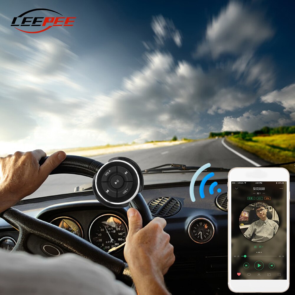 Leepee Auto Media Knop Stuurwiel Afstandsbediening Bluetooth Voor Ios Android Mobiel Motorfiets Auto Accessoires