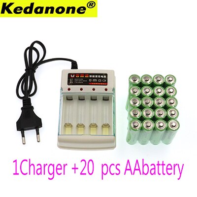 Kedanone AA batterij 3000 1.5 V Quanlity Oplaadbare batterij AA 3000 mAh BTY NI-MH 1.5 V Oplaadbare Batterij + lader: 20PCS 1 charger