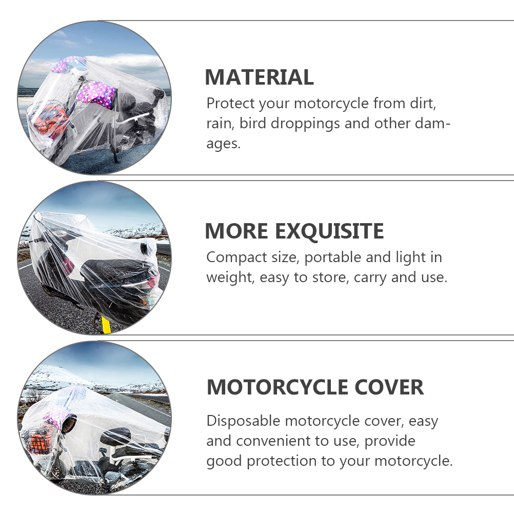 2pcs Disposable Motorcycle Cover PE Motorcycle Cover Portable Protective Cover