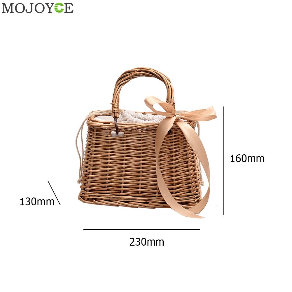 Håndlaget vevd stråveske kvinner kurv totes sommer bohem strand damer rotting strikket håndlaget kintted crossbody tote