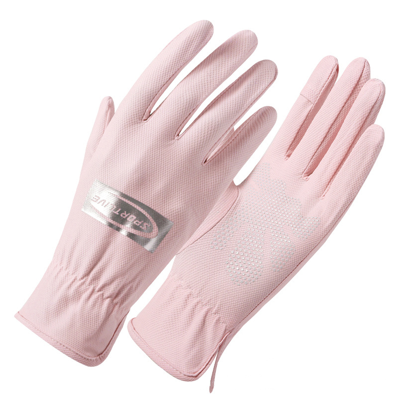 Sommer Zwei-Finger Handschuhe Frauen Dünne Atmungsaktive Tragen-Beständig kippen Gittergewebe Handschuhe Voll Finger Männer Reiten Fahren sonnencreme Handschuh: Rosa / M um herum 16-17cm