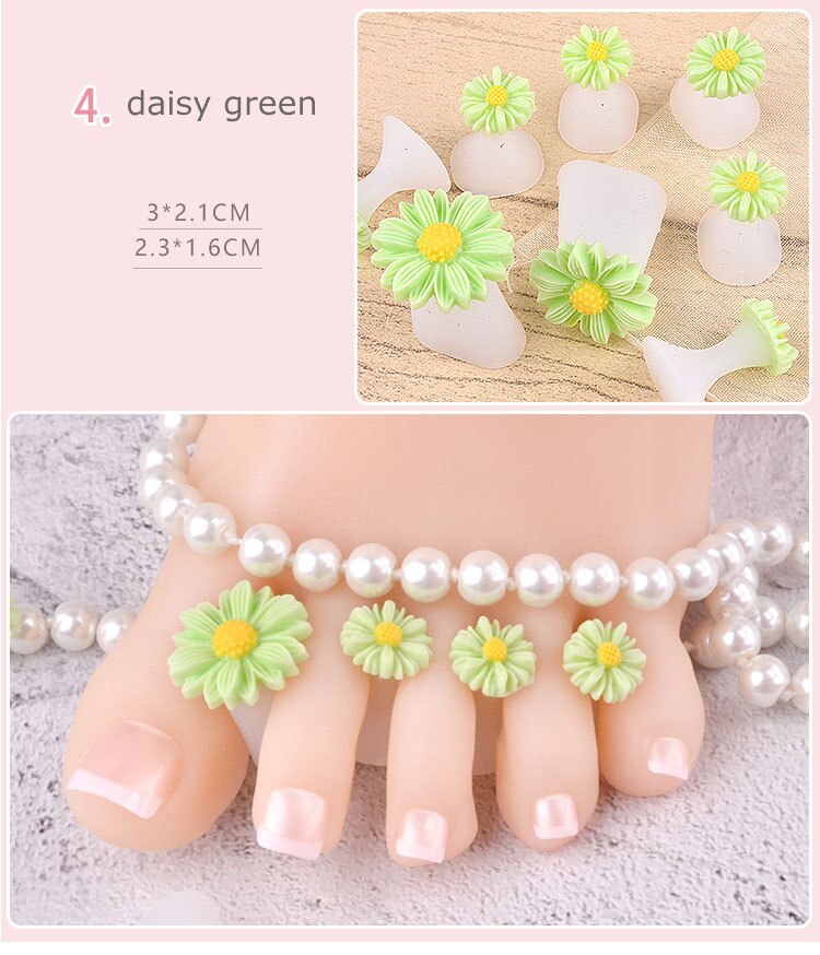 8 Stks/zak Nail Art Teen Separator Bloem Parel Liefde Diamanten Siliconen Teen Separator Siliconen Teenspreiders: 04