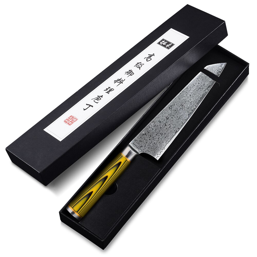 Turwho 8 tommer japanese kok knife 7- lag damascus rustfrit stål køkkenknive pro madlavning knive vægt / palisander ottekantet håndtag: Ck8-sd04- gule