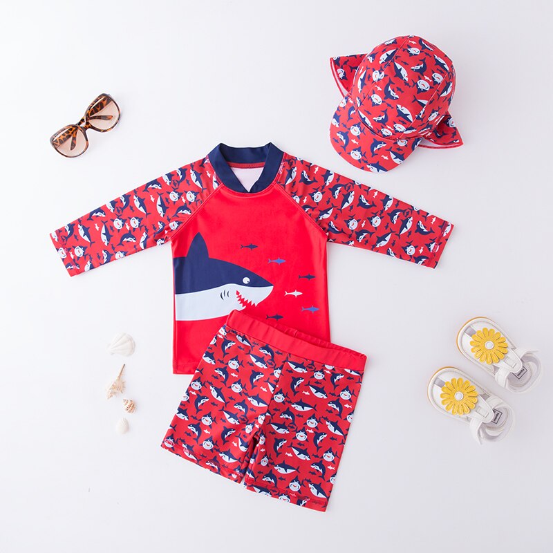 Baby Boy Badmode Shark Dinosaurus Print 3 Stuks Split Kinderen Zwemmen Pak Kinderen Badpak Peuter Jongens Badpak Beachwear: LQ71388 / 4