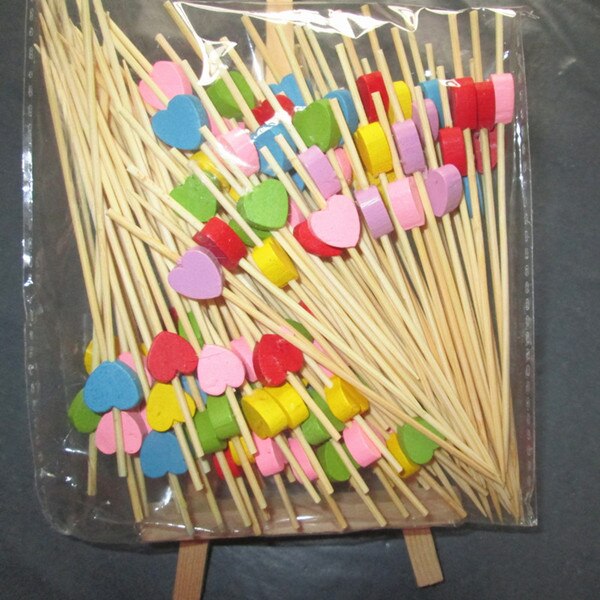 XUNZHE 12Cm Disposable bamboo / color acrylic Cocktail Drink Stirring Sticks Food Dessert Picks Fruit Fork postre accessories: 18