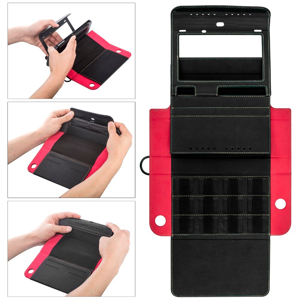 Bolsa de cartera de cuero para almacenamiento de viaje portátil, funda con soporte de transporte para consola Nintendo Switch NS y 12 soportes para tarjetas de juego