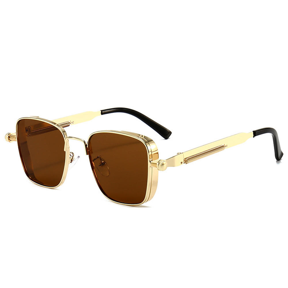 Herren Polarisierte Sonnenbrille aus Aluminium-Magnesium-Legierung, Punk-Sonnenbrille, Doppelbalken, Quadratische Sonnenbrille, UV400 Anglerbrille: Freier Raum