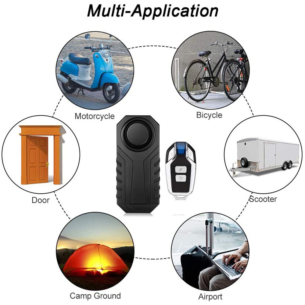 Awapow Wireless Anti-Theft Motorcycle Bike Alarm with Remote, Waterproof Bicycle Security Alarm Vibration Sensor 113dB Loud