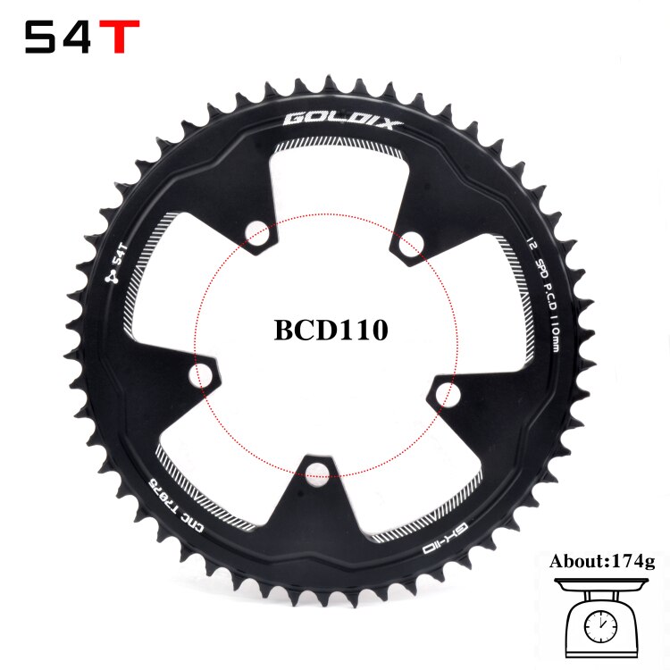 PROWHEEL ROAD bicycle chainring 110BCD 130BCD 34/39/50/53T sprocket steel/aluminum alloy/AL-7075 CNC 8/9/10/11 speed chain wheel: 110BCD 54T