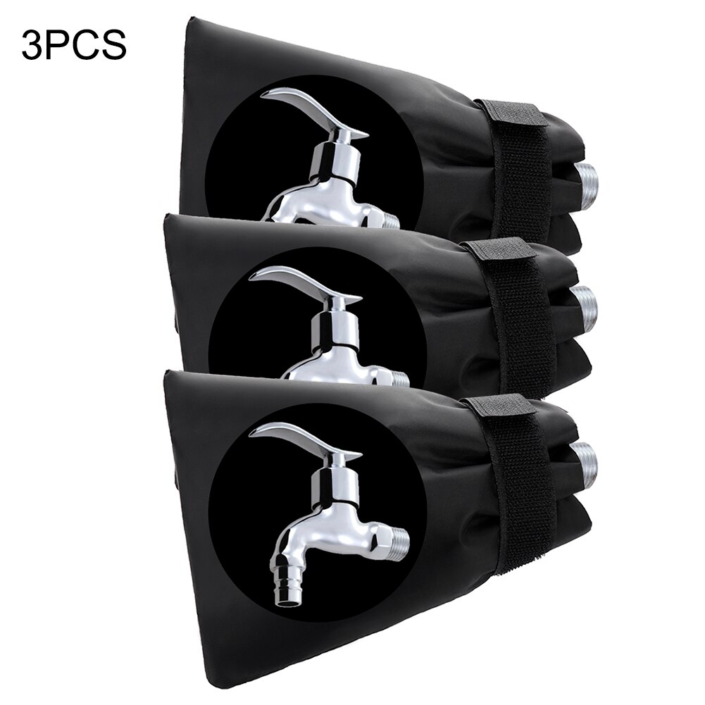3Pcs Oxford Cloth Water Tap Cover Bag Frost Jacket Insulated Waterproof Outside Thermal Faucet Cover Tap For Faucet Outdoor Tool: Black