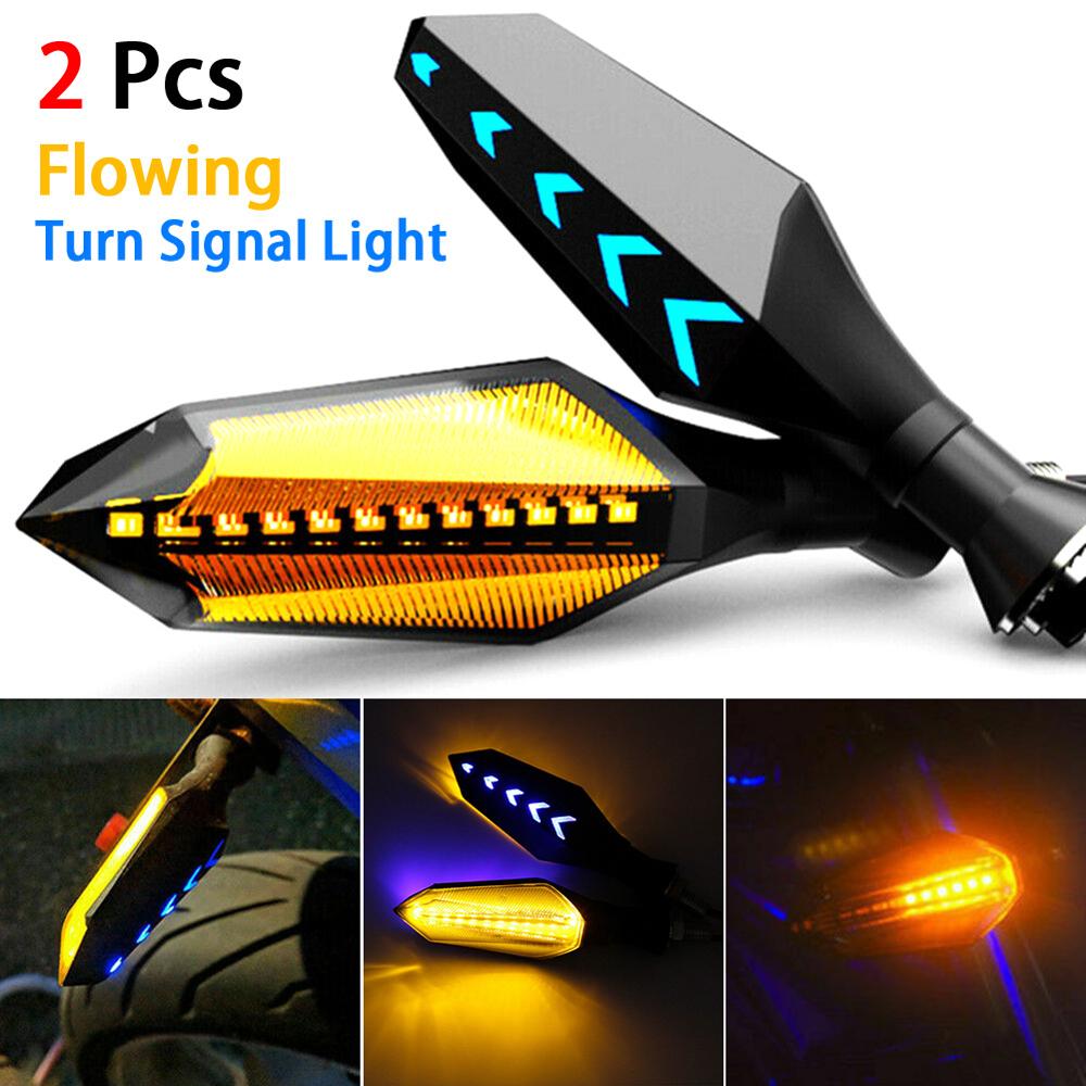 2PCS Motorcycle LED Turn Signal Light Tail Flasher Flowing Indicator Blinkers Flashers Amber Moto Accessories